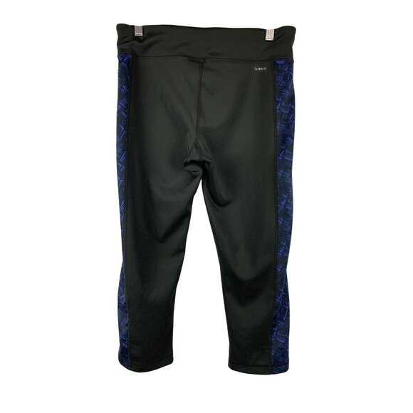 Adidas Womens Climalite Black & Blue Patterned Performance Capris - Size M - Picture 2 of 6